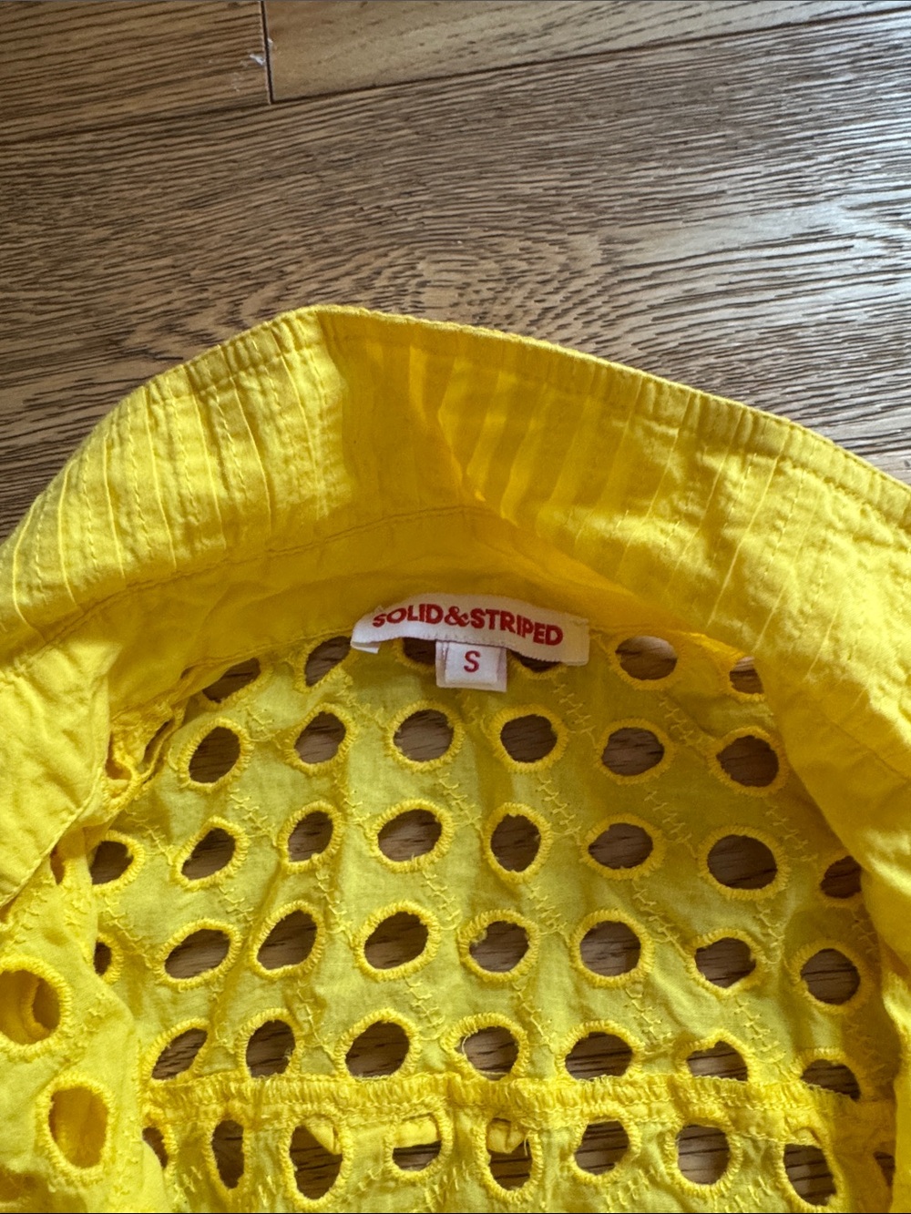 SOLID & STRIPED Yellow Men's Eyelet Button-Down Shirt - Picture 2 of 2